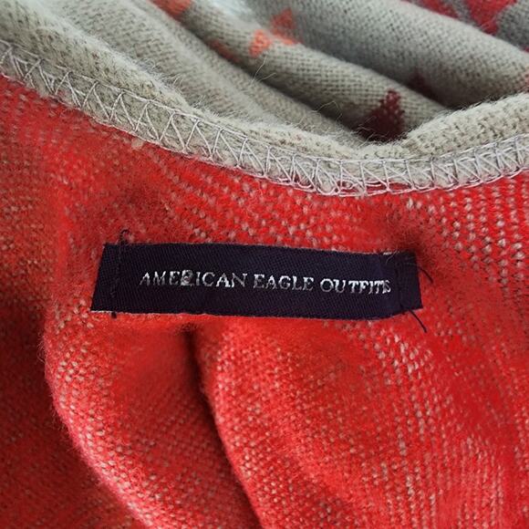 American Eagle Poncho Sweater One Size Aztec Western Open Front Fringe Kimono - Picture 10 of 13